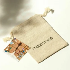 Moonstone Bagues|2 Bagues Cléa Aqua Calci & Citrine en laiton