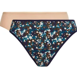 Playtex Lingerie, Nuit|2 Culottes échancrées Essential Cotton imprimé floral beige/bleu