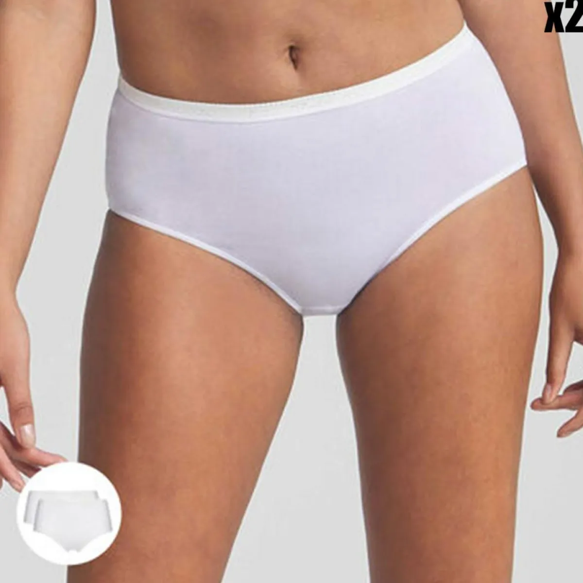 Playtex Lingerie, Nuit|2 Culottes en Coton Bio blanches
