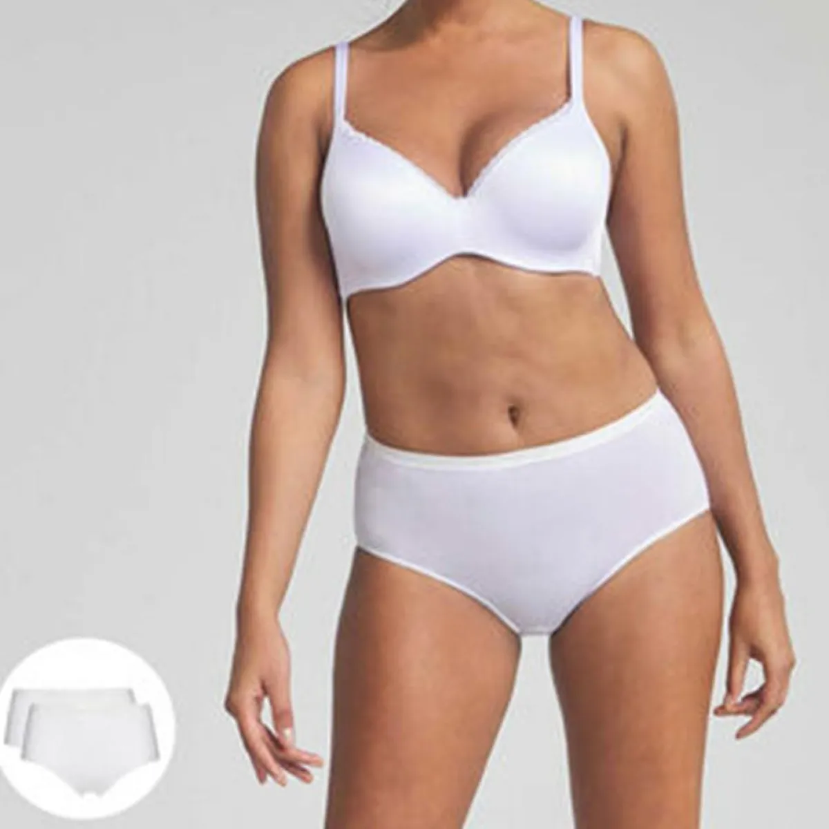 Playtex Lingerie, Nuit|2 Culottes en Coton Bio blanches