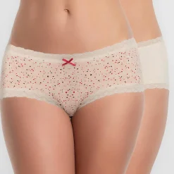 Playtex Lingerie, Nuit|2 Shorties Cotton Fancy beige/rouge/rose