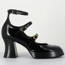 Garrice Lab Sandales À Talons|Babies en Cuir galan noires - Talon : 7.5cm