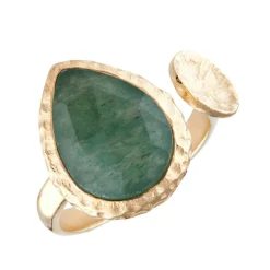 Moonstone Bagues|Bague ajustable Hélena Aventurine en laiton doré