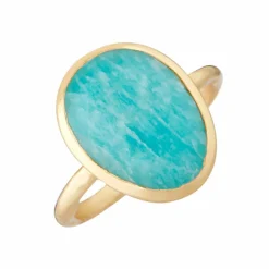 Moonstone Bagues|Bague ajustable Iris Amazonite en laiton doré