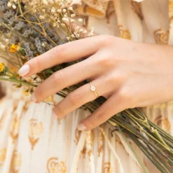 Moonstone Bagues|Bague ajustable Petra Pierre de Lune en laiton doré