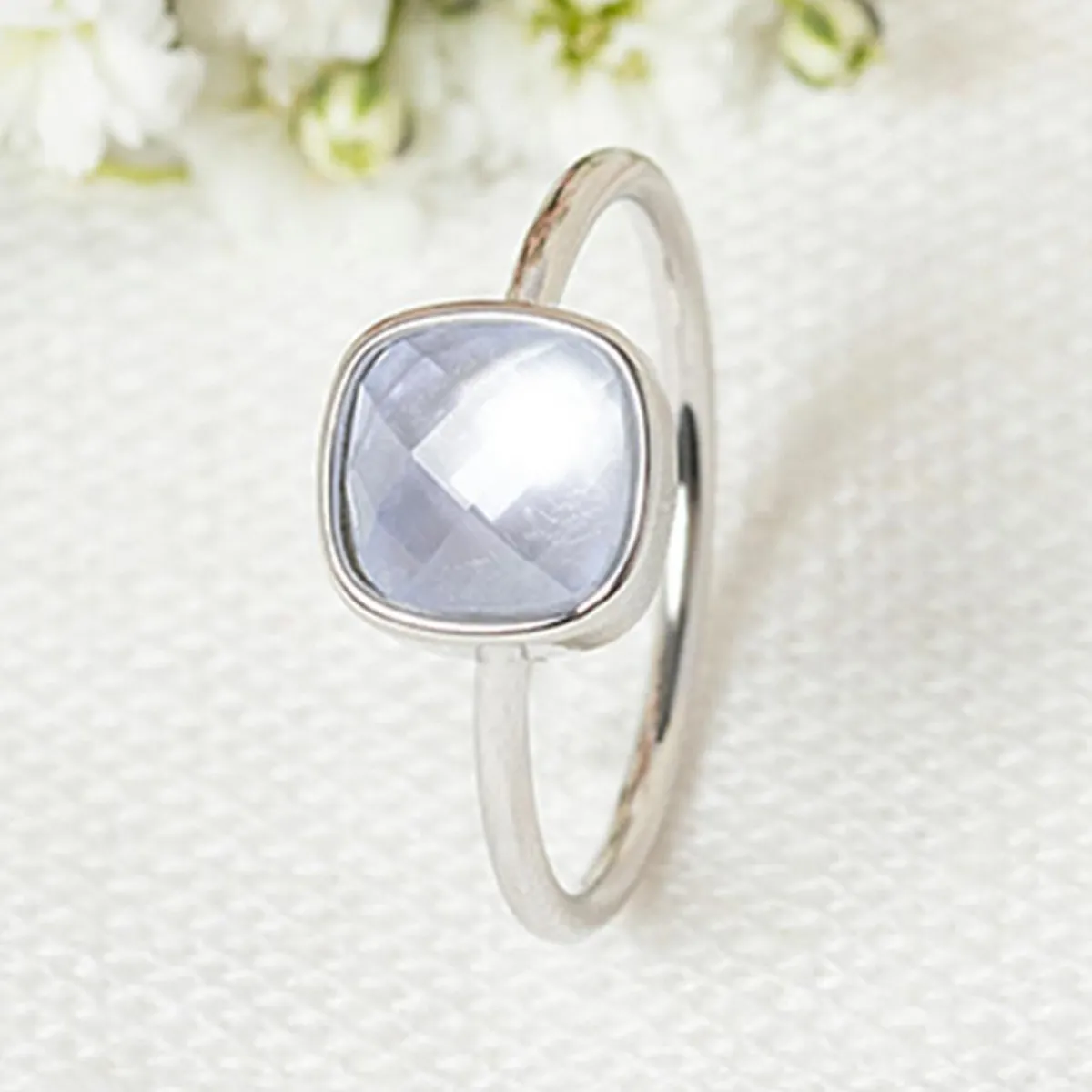 Moonstone Bagues|Bague Aëlle Nacre bleue en laiton