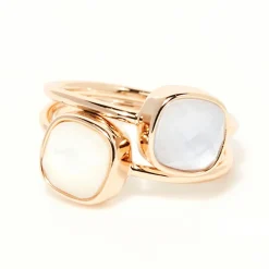 Moonstone Bagues|Bague Amaël Nacre bleu/blanc en laiton doré