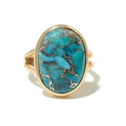 Moonstone Bagues|Bague Amelia Turquoise en laiton doré