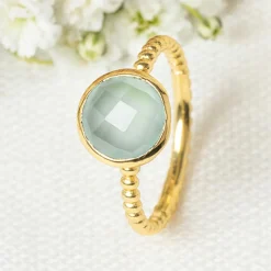 Moonstone Bagues|Bague Cataleya Acqua Calci en laiton doré