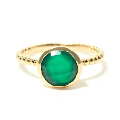 Moonstone Bagues|Bague Célénia Onyx vert en laiton doré