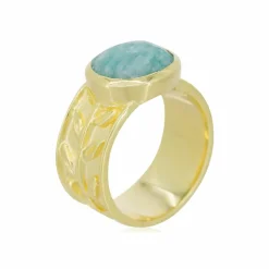 Moonstone Bagues|Bague Dania Amazonite en laiton doré