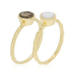 Moonstone Bagues|Bague double Cléa Agathe en Laiton doré