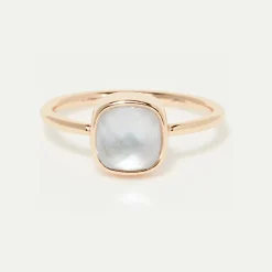 Moonstone Bagues|Bague Ella Nacre bleue en laiton doré