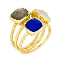 Moonstone Bagues|Bague Elsa Jade & Labradorite en laiton doré