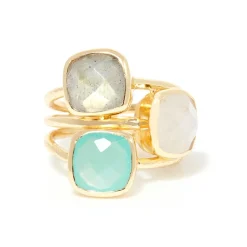 Moonstone Bagues|Bague Elsa multipierres en laiton doré