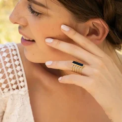 Moonstone Bagues|Bague Emma Onyx en laiton doré