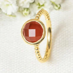 Moonstone Bagues|Bague Felicia Cornaline en laiton doré