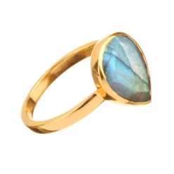 Moonstone Bagues|Bague Ilya Labradorite en laiton doré