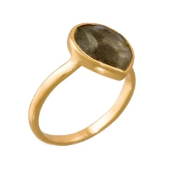 Moonstone Bagues|Bague Ilya Labradorite en laiton doré