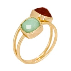 Moonstone Bagues|Bague Jovanni Amazonite & Cornaline en laiton doré