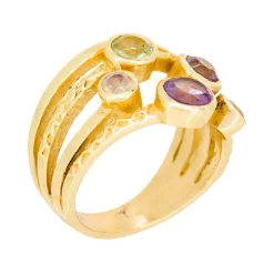 Moonstone Bagues|Bague Kelly Pierre de lune & Améthyste en laiton doré