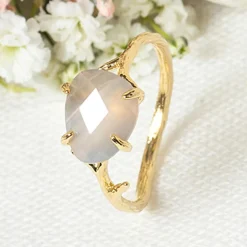 Moonstone Bagues|Bague Lily Agate en laiton doré