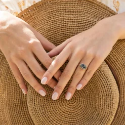 Moonstone Bagues|Bague Lisa Labradorite en laiton doré