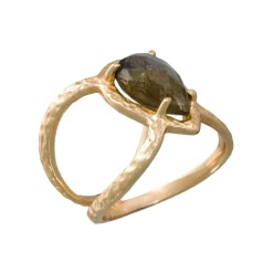 Moonstone Bagues|Bague Liva Labradorite en laiton doré