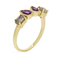 Moonstone Bagues|Bague Melinda Améthyste & Labradorite en laiton doré