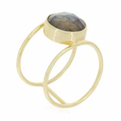 Moonstone Bagues|Bague Nicole Labradorite en laiton doré