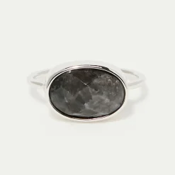 Moonstone Bagues|Bague Noelie Labradorite en laiton argenté