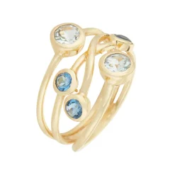 Moonstone Bagues|Bague Pampa Topaze bleue & Iolite en laiton doré