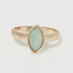 Moonstone Bagues|Bague Paola Amazonite en laiton doré