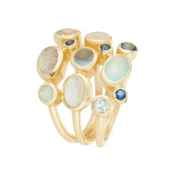 Moonstone Bagues|Bague Saphia Multipierres en laiton doré