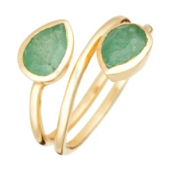 Moonstone Bagues|Bague Taya Aventurine en laiton doré
