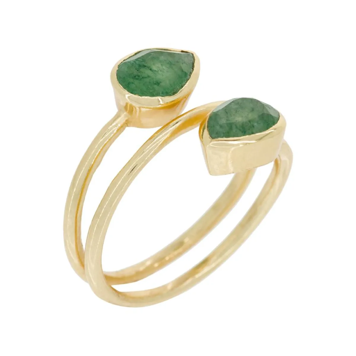 Moonstone Bagues|Bague Taya Aventurine en laiton doré