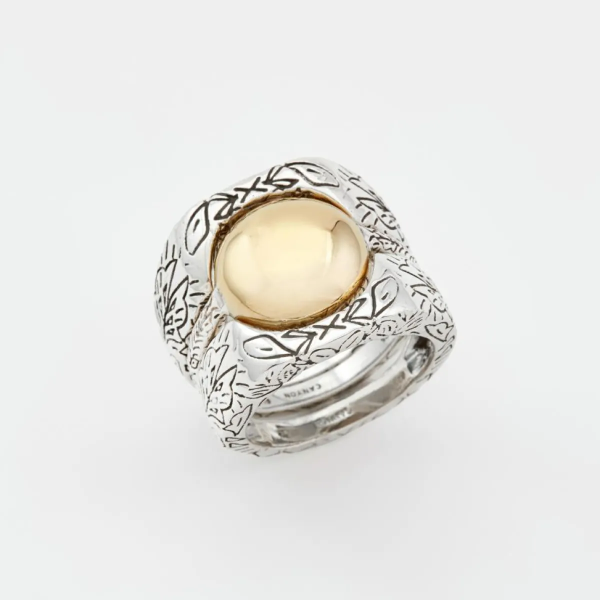 Canyon Bagues|Bague Triple Argent et Laiton Fidji