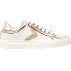 Voile Blanche Baskets|Baskets en Cuir & Velours de Cuir Erika blanc/doré