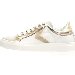 Voile Blanche Baskets|Baskets en Cuir & Velours de Cuir Erika blanc/doré