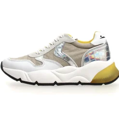 Voile Blanche Baskets|Baskets en Cuir & Velours de Cuir Sheel argenté/gris - Talon 4 cm