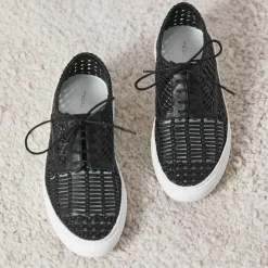 Mellow Yellow Baskets|Baskets en Cuir Bea noires