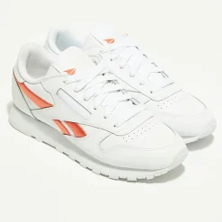 Reebok Baskets|Baskets en Cuir Cl Lthr Bicolore blanc/orange