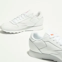 Reebok Baskets|Baskets en Cuir Cl Lthr Bicolore blanc/orange