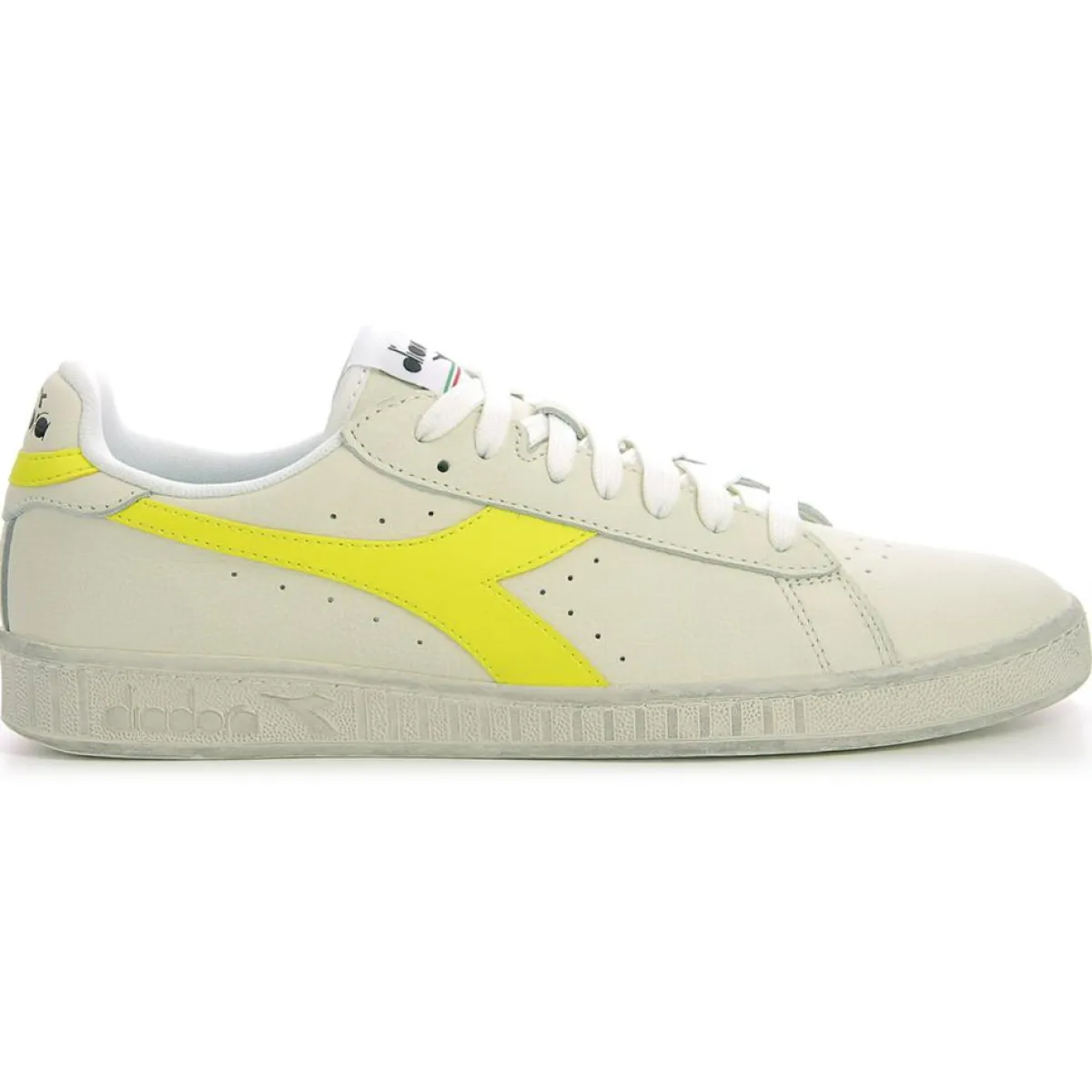 Diadora Baskets|Baskets en Cuir Game L Fluo Wax blanc/jaune fluo