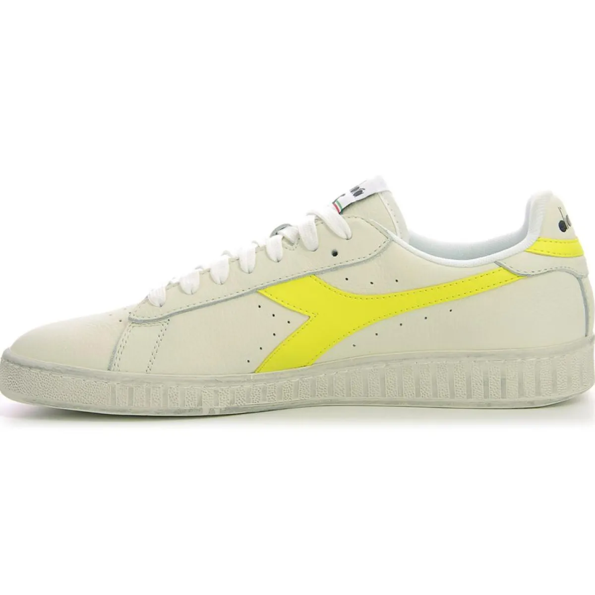 Diadora Baskets|Baskets en Cuir Game L Fluo Wax blanc/jaune fluo