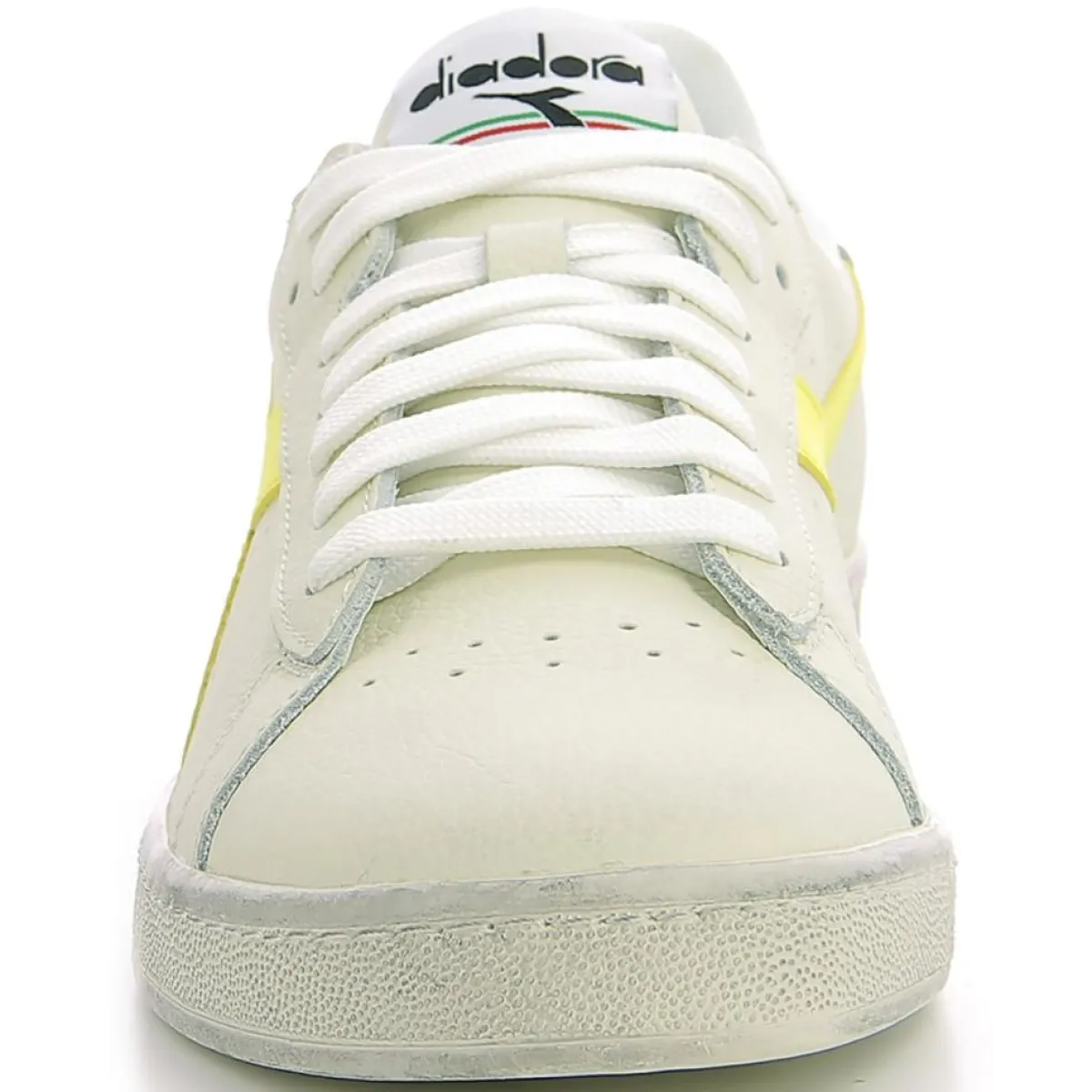 Diadora Baskets|Baskets en Cuir Game L Fluo Wax blanc/jaune fluo