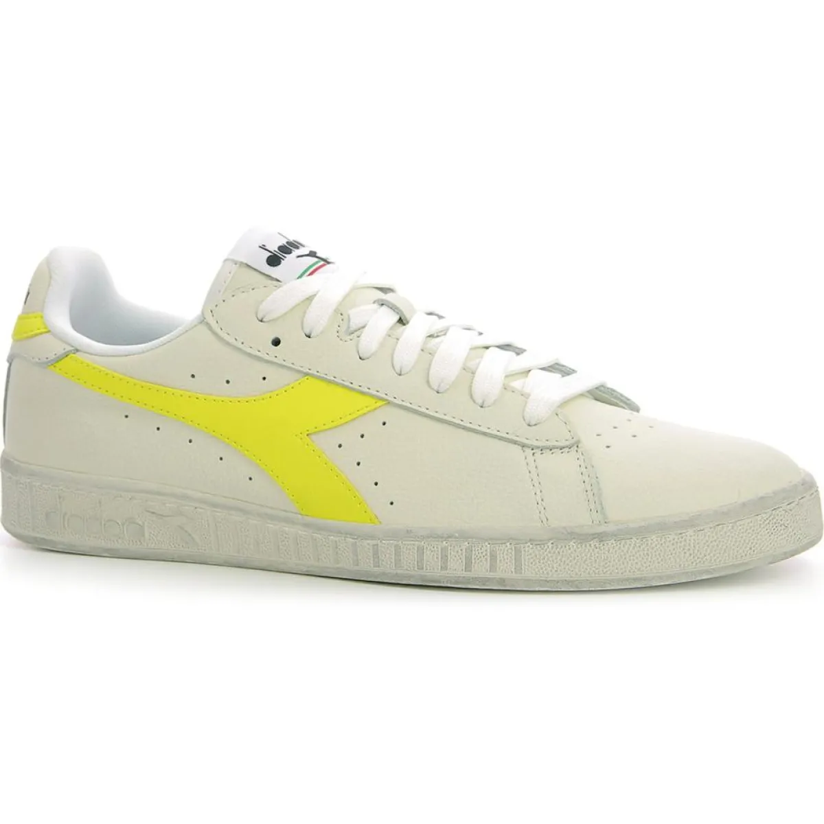 Diadora Baskets|Baskets en Cuir Game L Fluo Wax blanc/jaune fluo