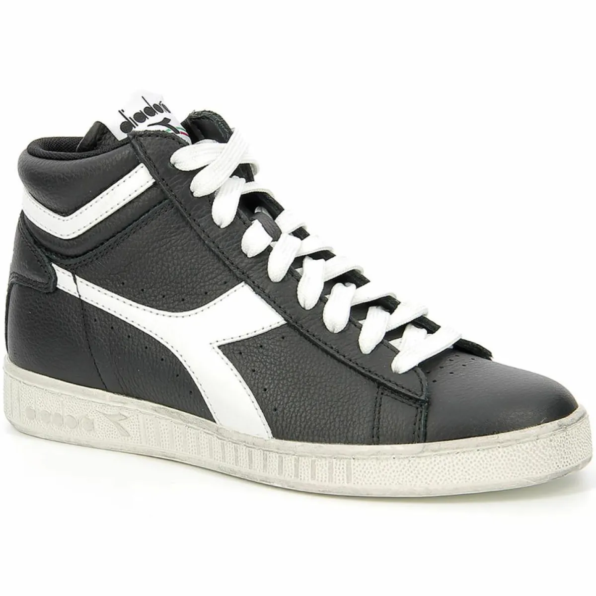 Diadora Baskets|Baskets en Cuir Game L Hi Waxed noir/blanc