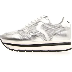 Voile Blanche Baskets|Baskets en Cuir May argentées - Talon 4 cm