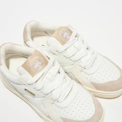 Palm Angels Baskets|Baskets en Cuir University blanc/beige